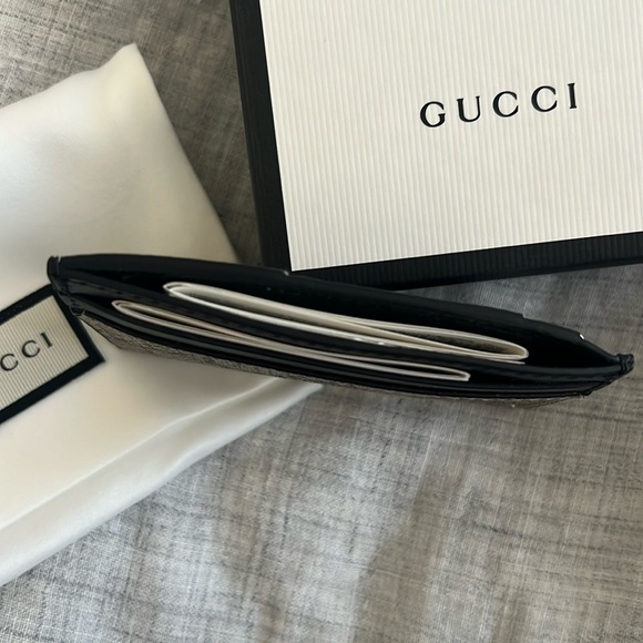 🆕💯% Auth Gucci GG Supreme Canvas Card Case Unisex NWT Black - Picture 3 of 7
